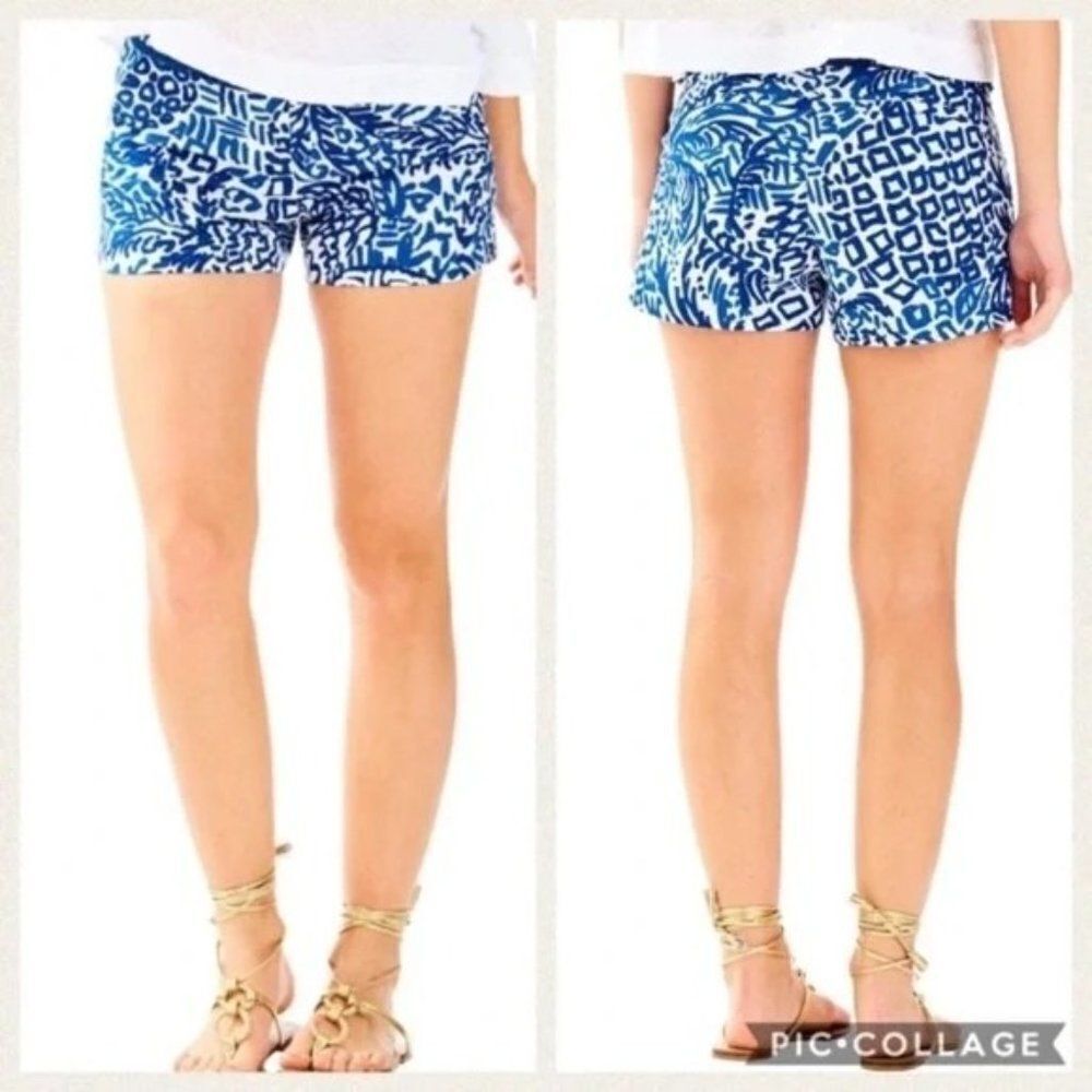 Lilly Pulitzer Adie Shorts Indigo Home Slice Size 6 - Picture 2 of 7
